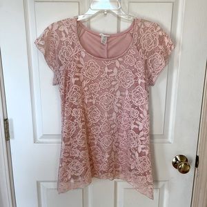 Womens pink lace top